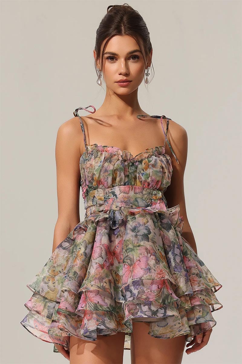 Evelina Floral Print Mini Dress | Jewelclues