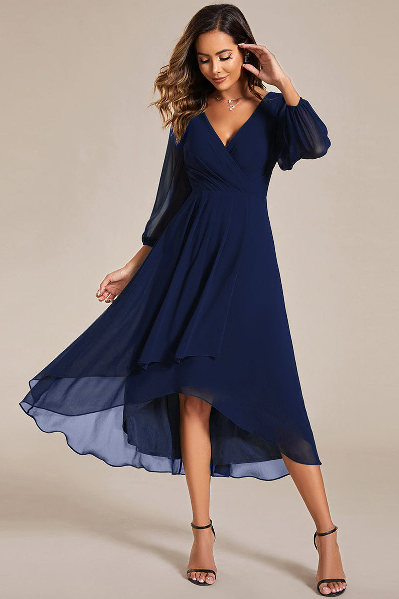 Evening Elegance Chiffon Midi Dress | Jewelclues | #color_navy blue