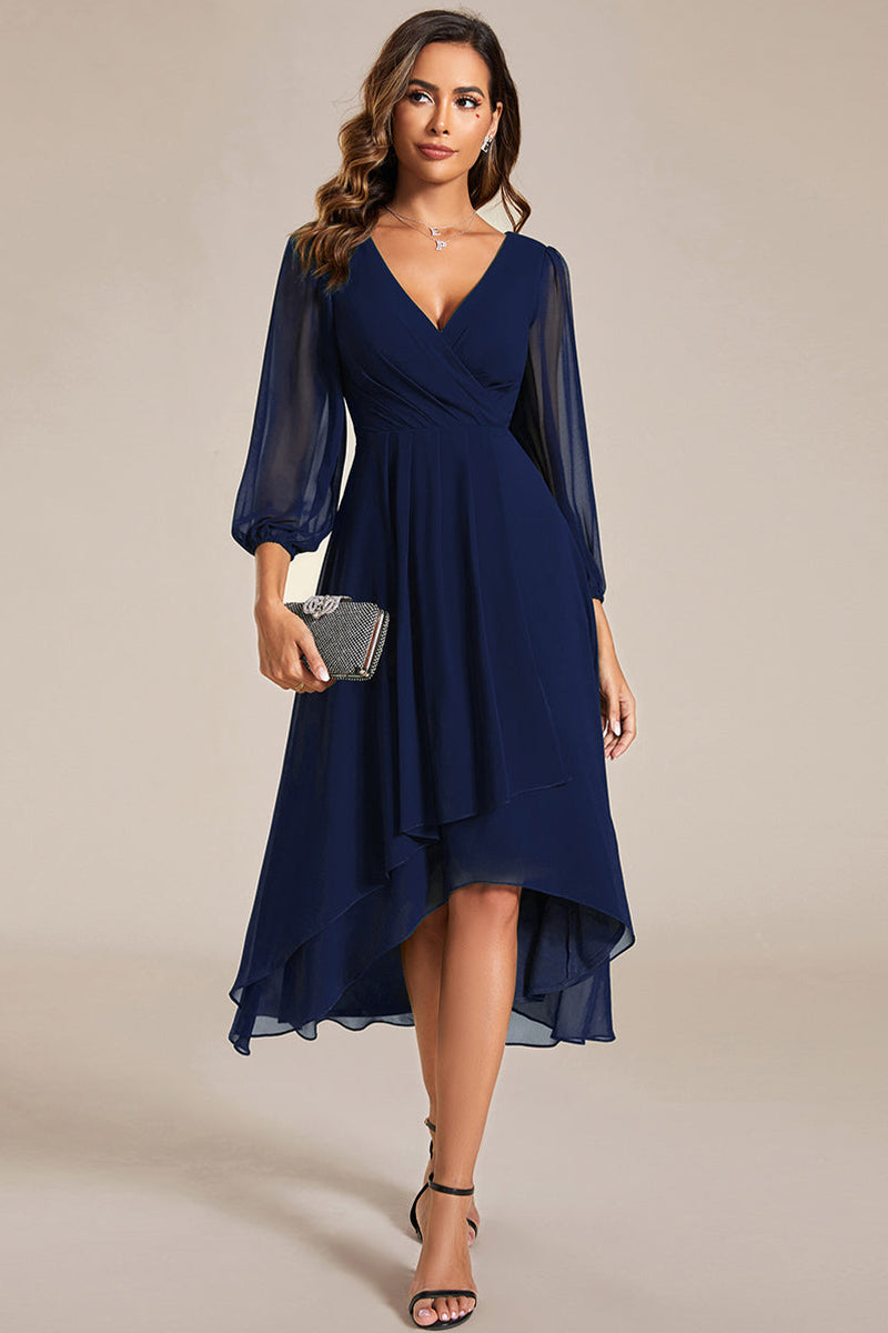 Evening Elegance Chiffon Midi Dress | Jewelclues | #color_navy blue