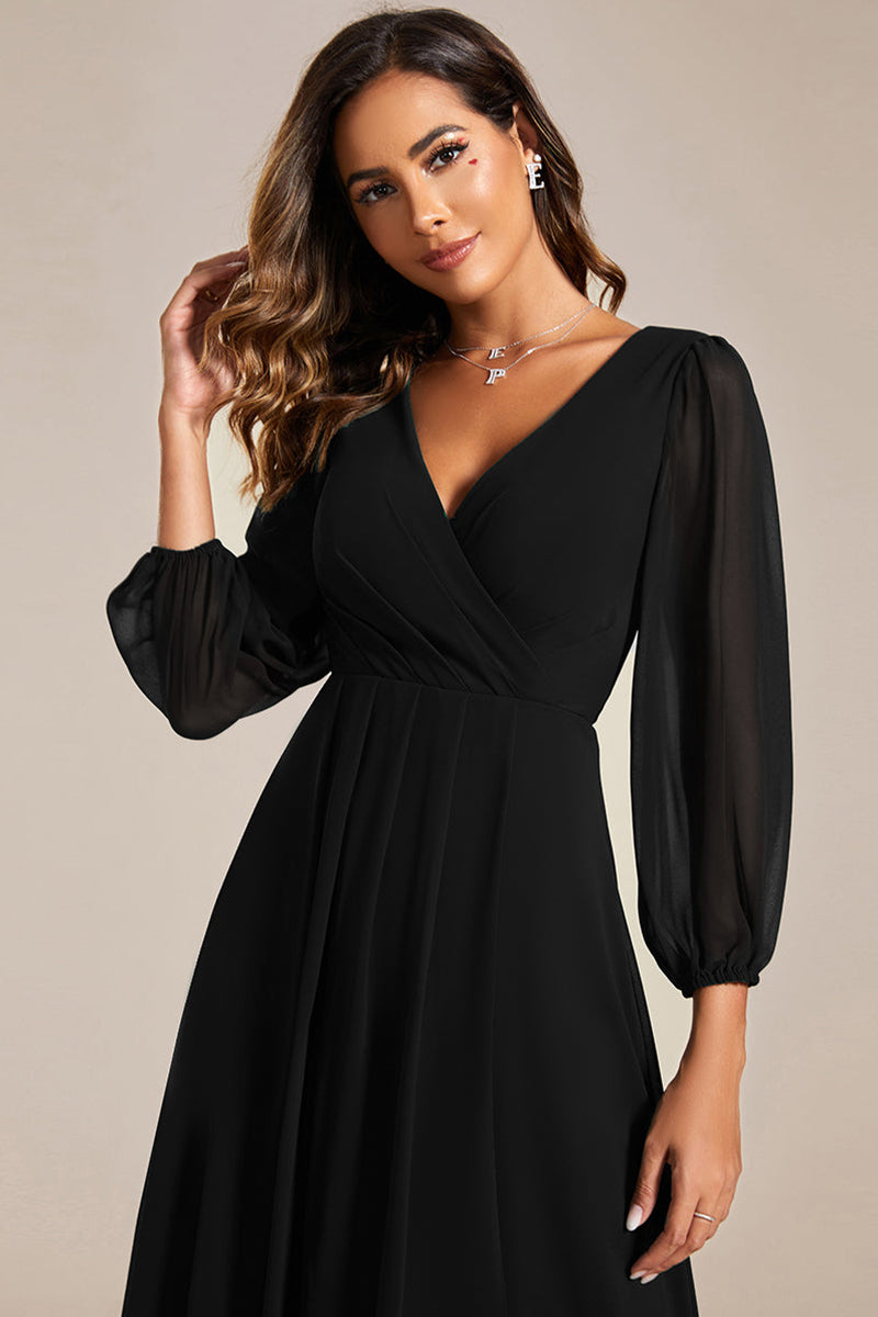Evening Elegance Chiffon Midi Dress | Jewelclues | #color_black
