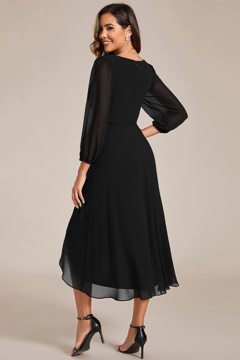 Evening Elegance Chiffon Midi Dress | Jewelclues | #color_black