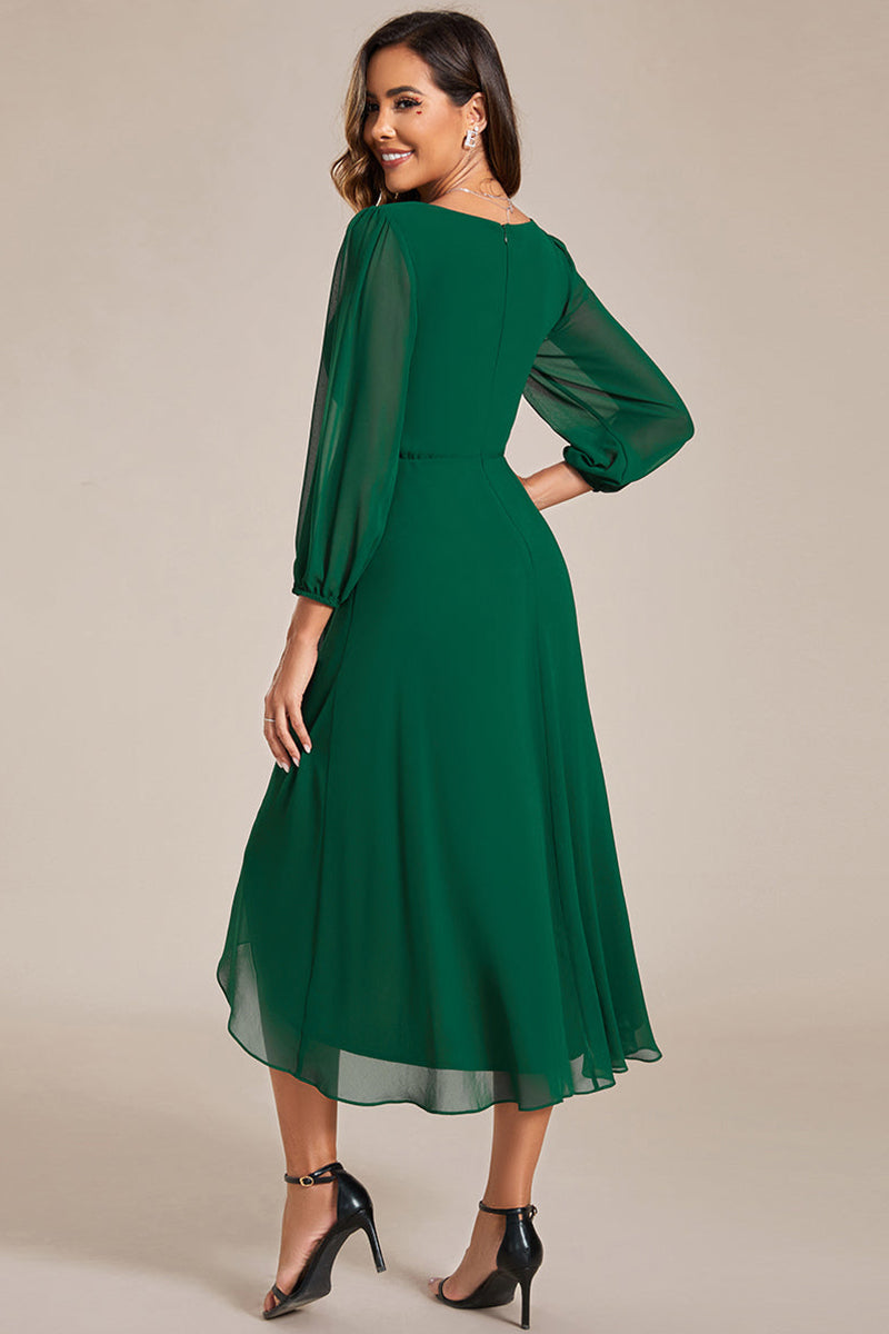 Evening Elegance Chiffon Midi Dress | Jewelclues | #color_ green
