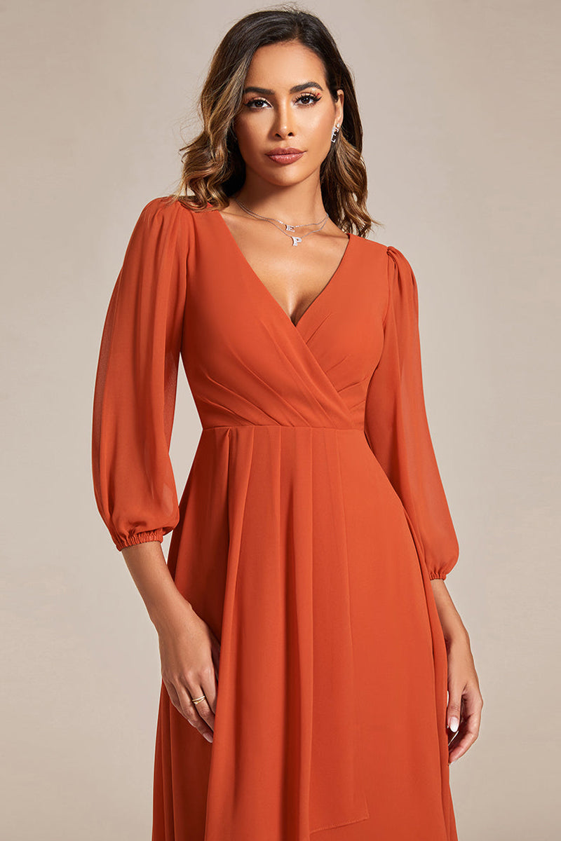 Evening Elegance Chiffon Midi Dress | Jewelclues | #color_ burnt orange