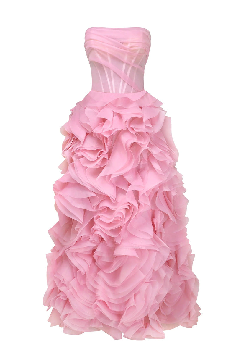 Evening Icon Tulle Strapless Maxi Dress | Jewelclues