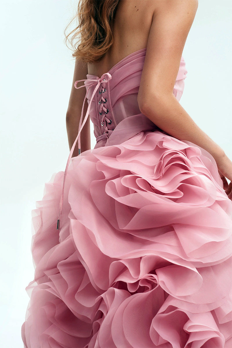 Evening Icon Tulle Strapless Maxi Dress | Jewelclues