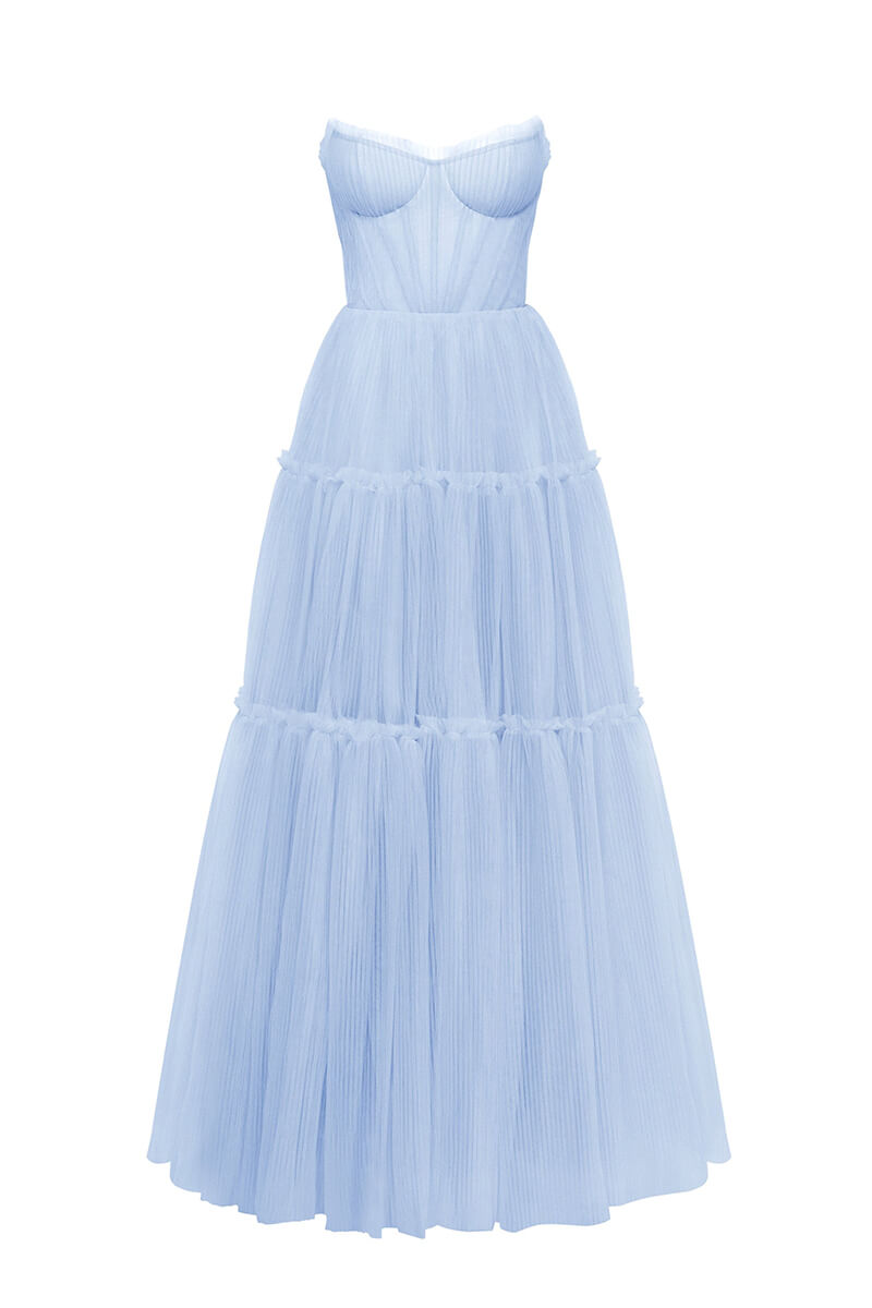Evening Philosophy Tulle Maxi Dress | Jewelclues #color_sky blue