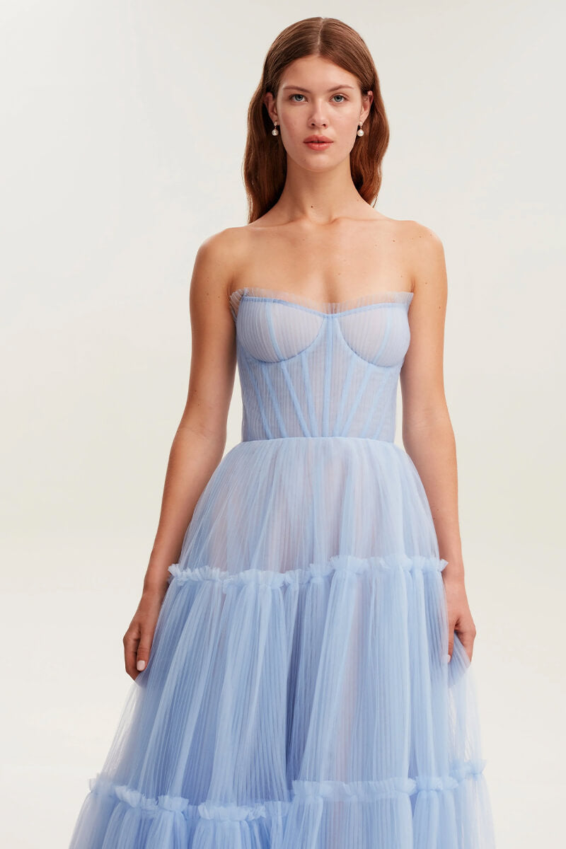 Evening Philosophy Tulle Maxi Dress | Jewelclues #color_sky blue