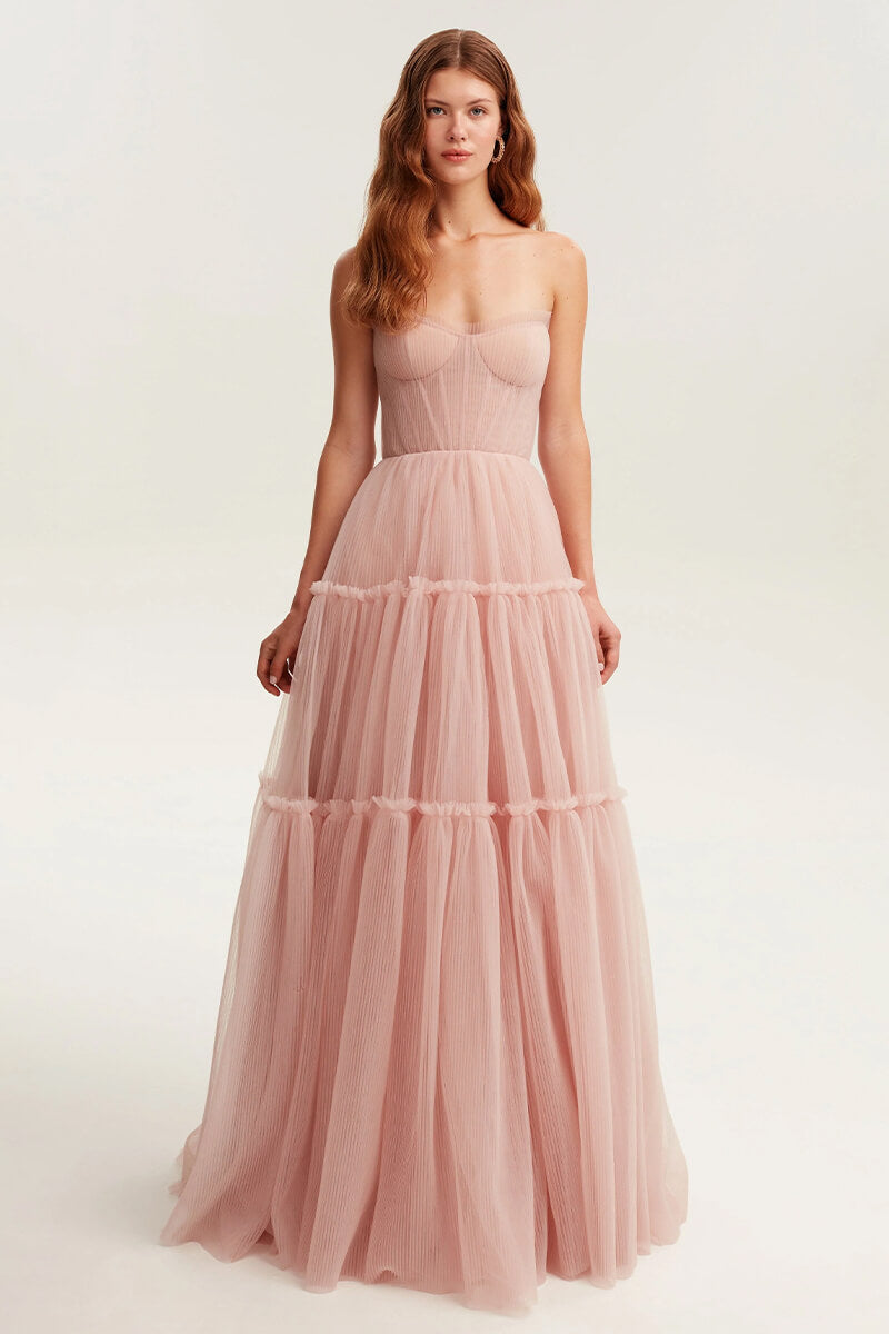 Evening Philosophy Tulle Maxi Dress | Jewelclues #color_blush