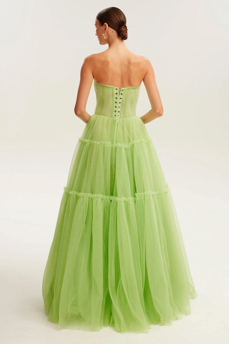 Evening Philosophy Tulle Maxi Dress | Jewelclues #color_lime green