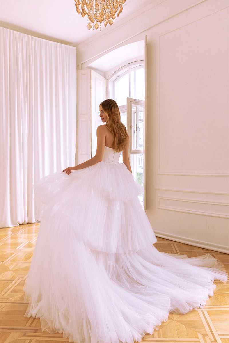 Everlasting Affection Strapless Satin Wedding Dress | Jewelclues | #color_white