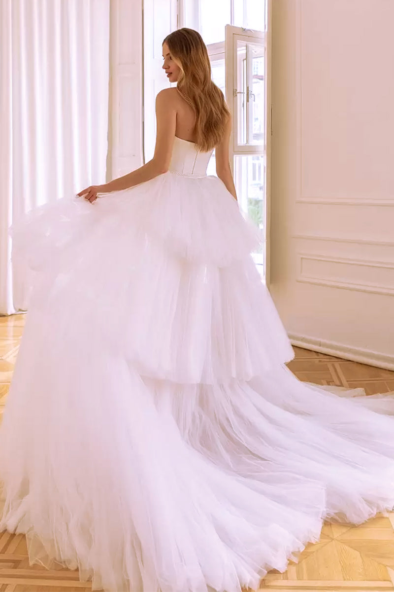 Everlasting Affection Strapless Satin Wedding Dress | Jewelclues | #color_white