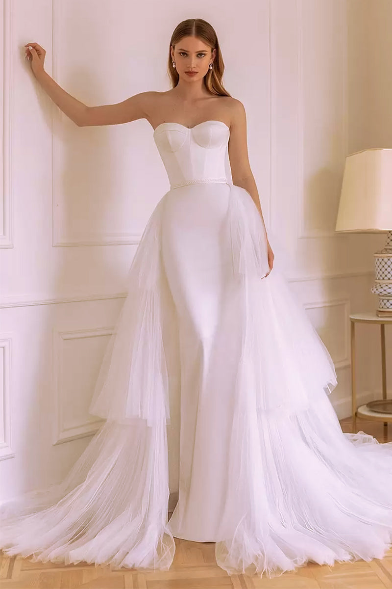 Everlasting Affection Strapless Satin Wedding Dress | Jewelclues | #color_white