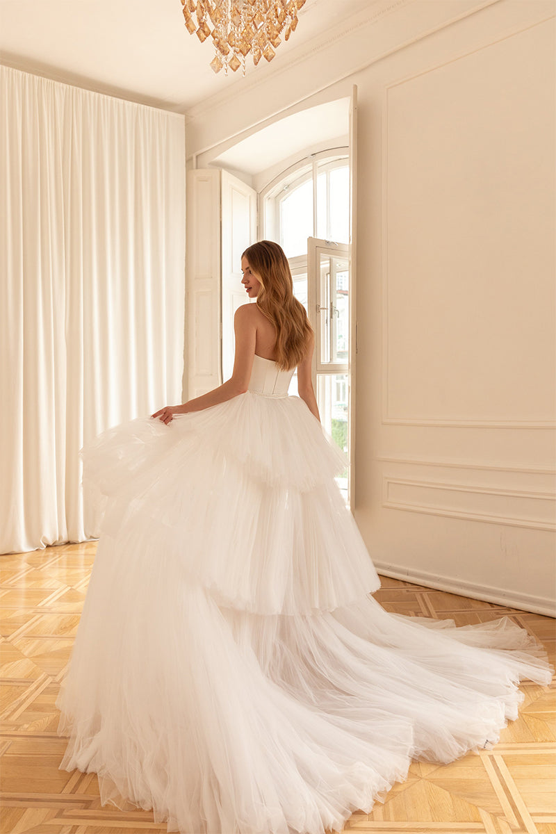 Everlasting Affection Strapless Satin Wedding Dress | Jewelclues | #color_ivory