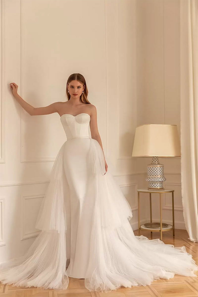 Everlasting Affection Strapless Satin Wedding Dress | Jewelclues | #color_ivory