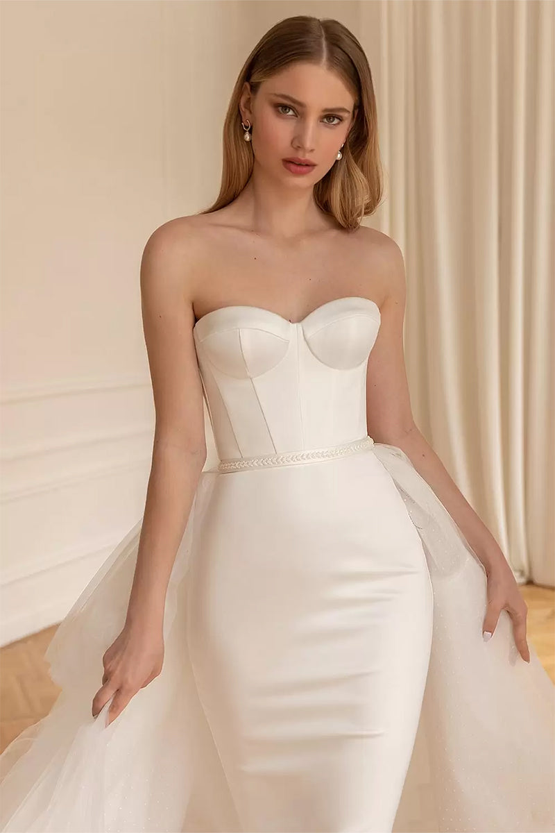 Everlasting Affection Strapless Satin Wedding Dress | Jewelclues | #color_ivory