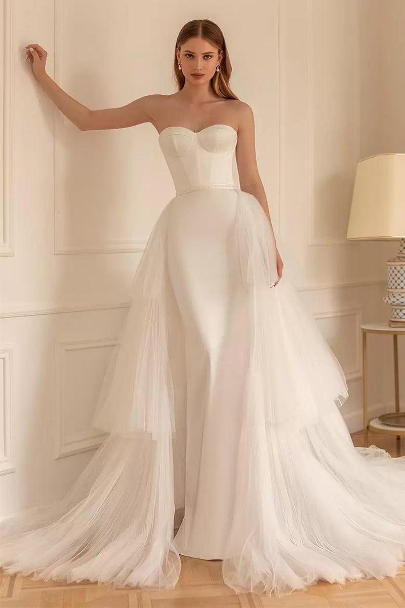 Everlasting Affection Strapless Satin Wedding Dress | Jewelclues | #color_ivory