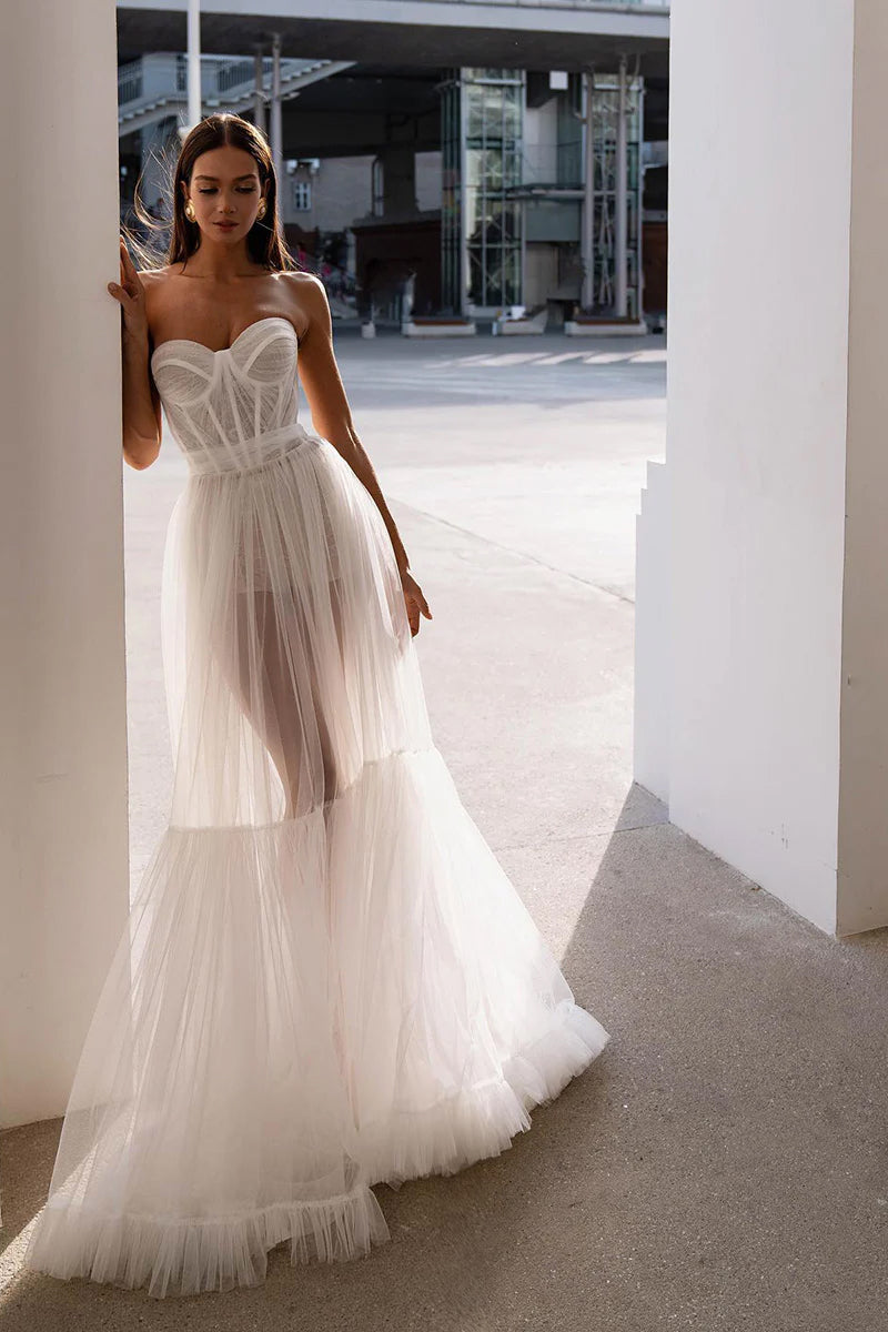 Everlasting Love Strapless A-Line Sheer Wedding Dress | Jewelclues