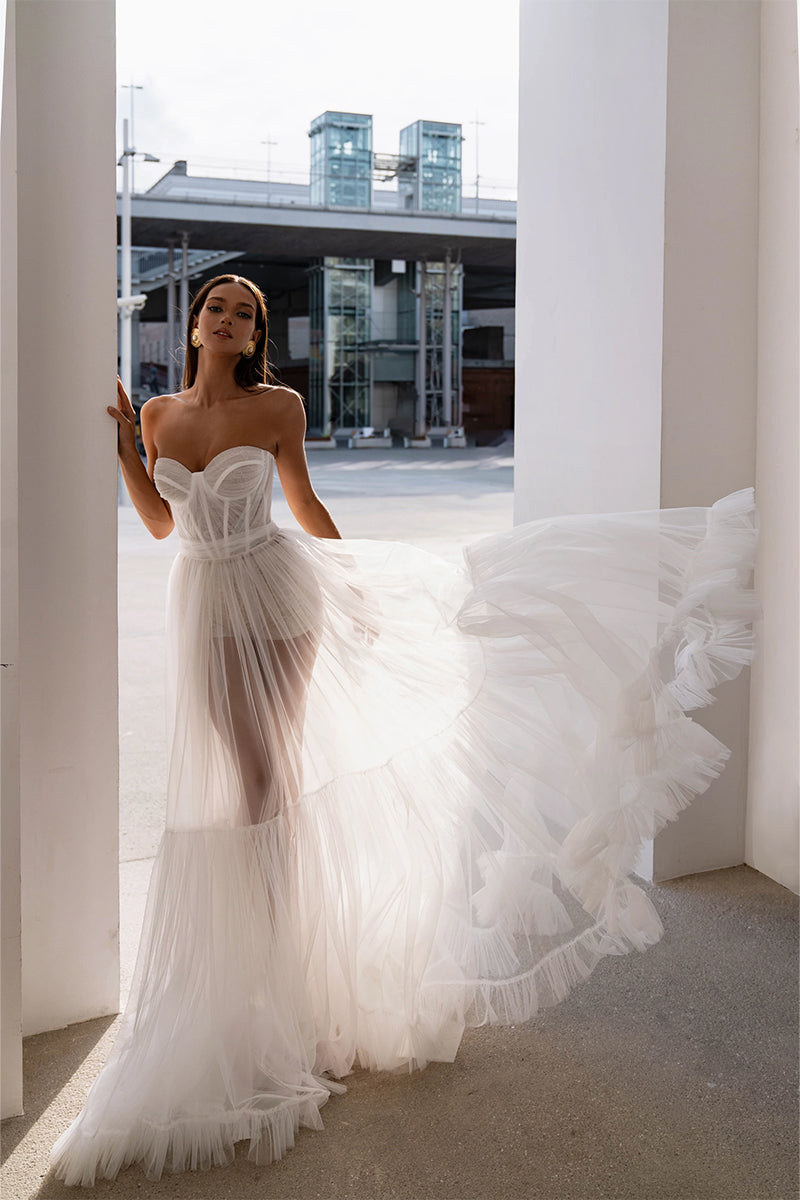 Everlasting Love Strapless A-Line Sheer Wedding Dress | Jewelclues