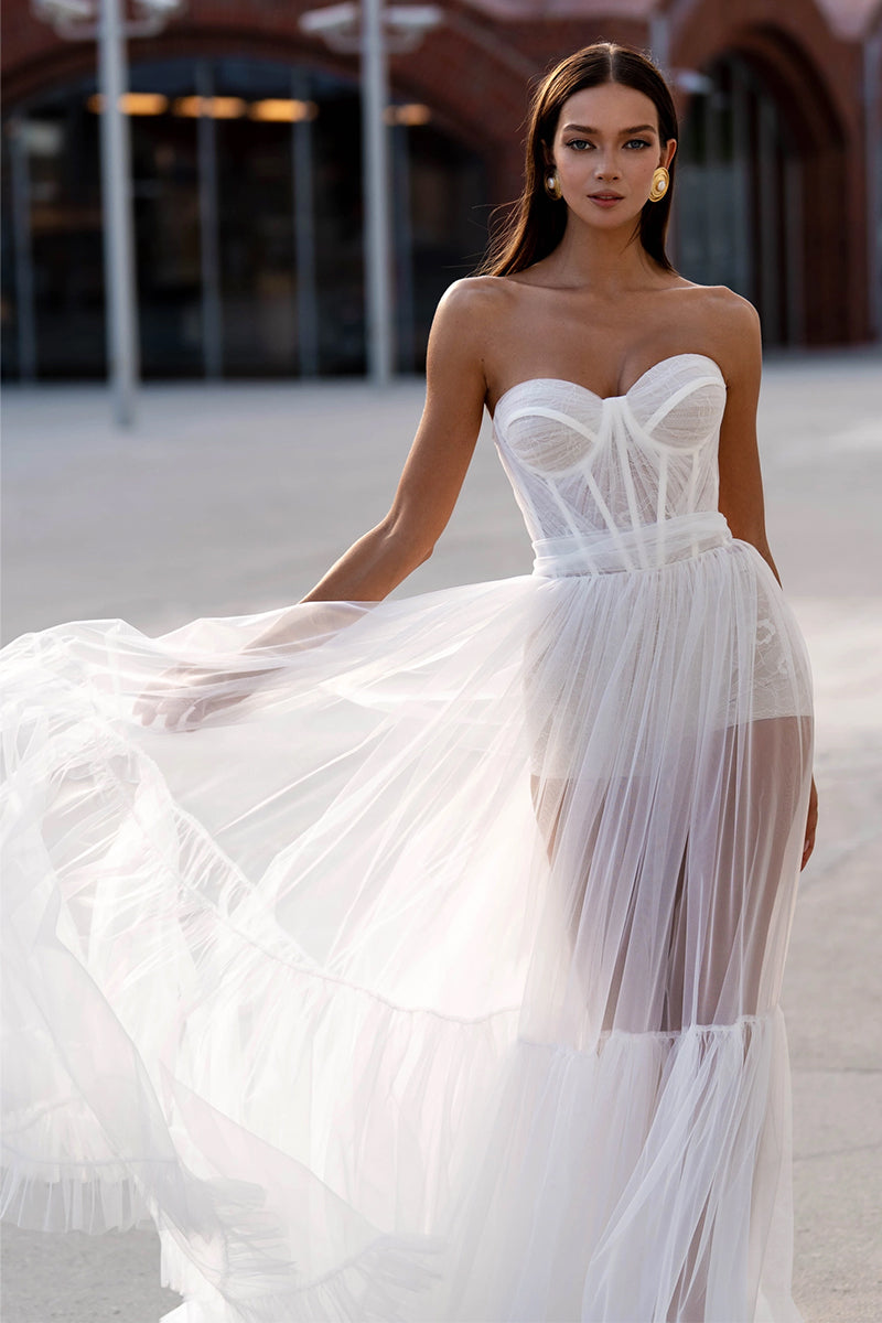 Everlasting Love Strapless A-Line Sheer Wedding Dress | Jewelclues