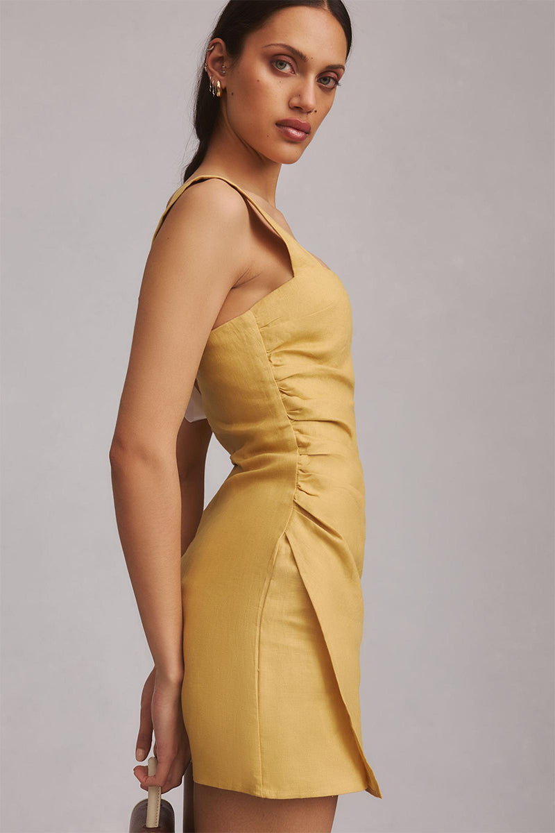 Everyday Sensation Square Neck Mini Dress | Jewelclues #color_mustard