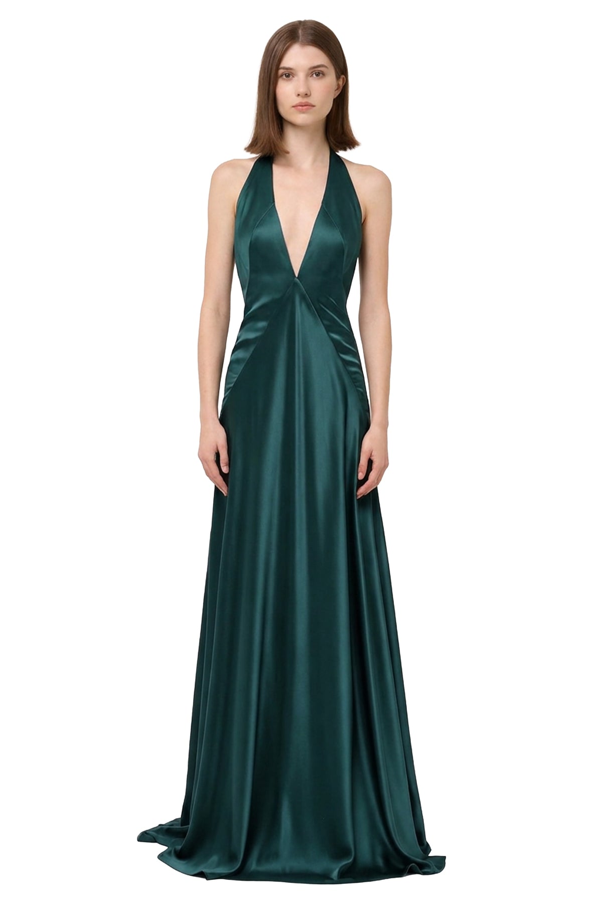 Evianna Backless Satin Maxi Dress | Jewelclues | #color_emerald green