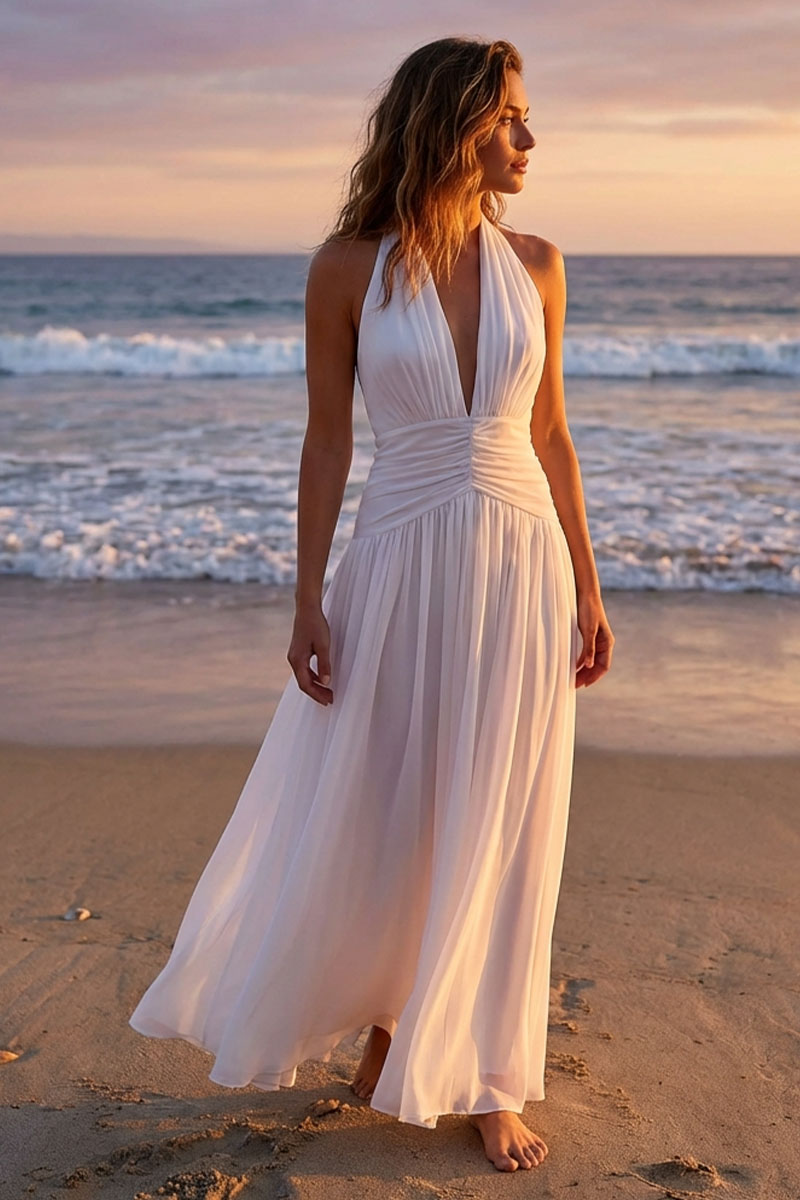 Evianna Off White Chiffon Gown | Jewelclues