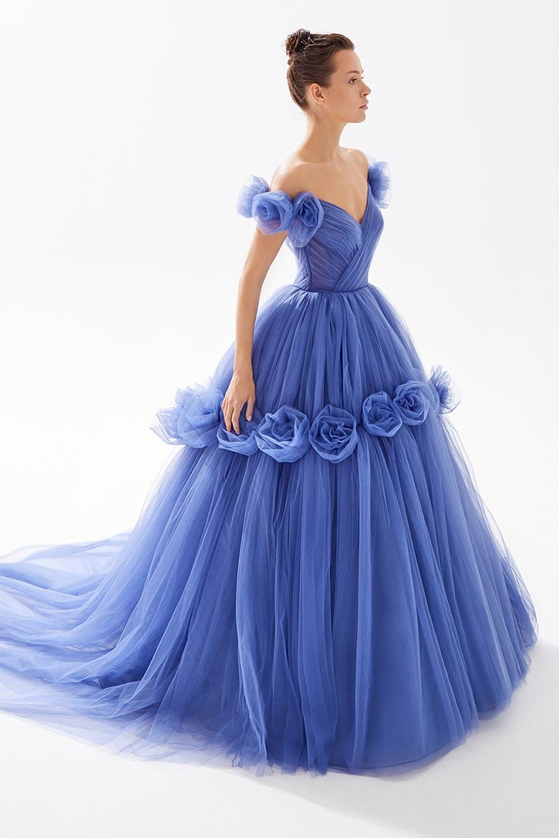 Exceptional Attraction 3D Floral Maxi Dress | Jewelclues #color_blue