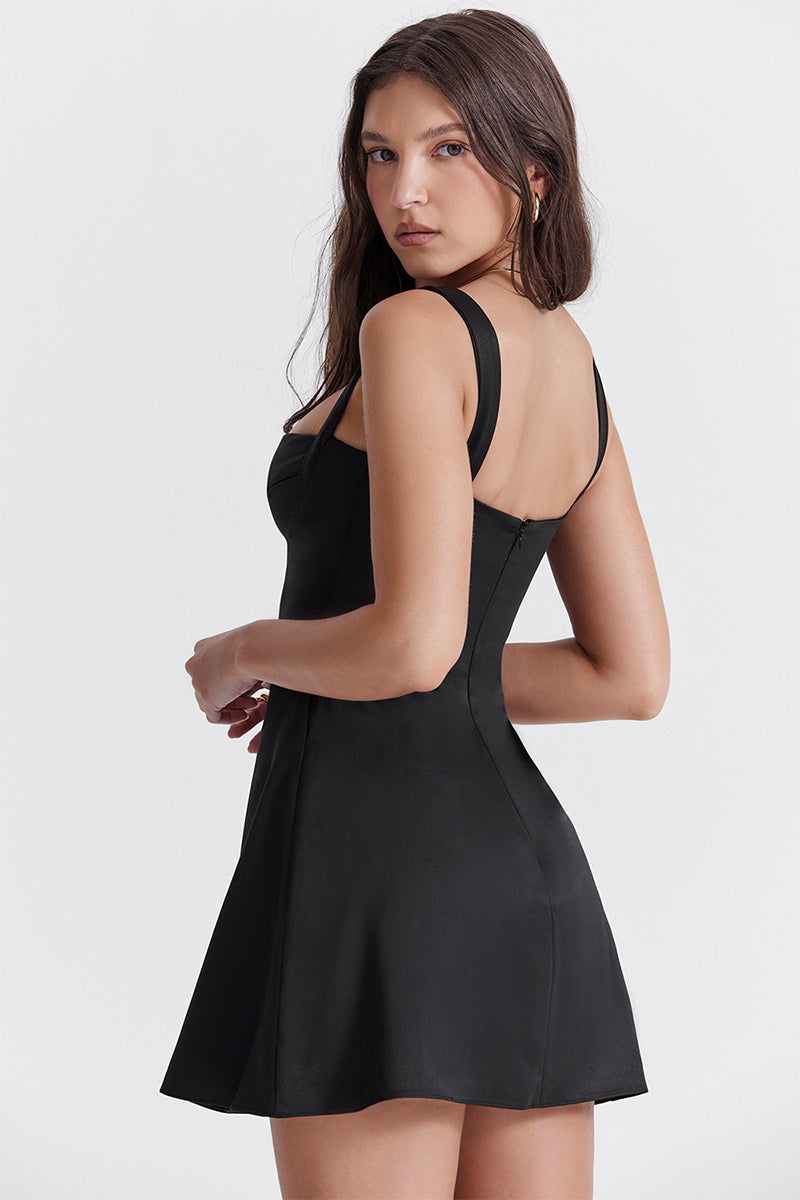 Fabulous Times Satin Mini Dress | Jewelclues | #color_black