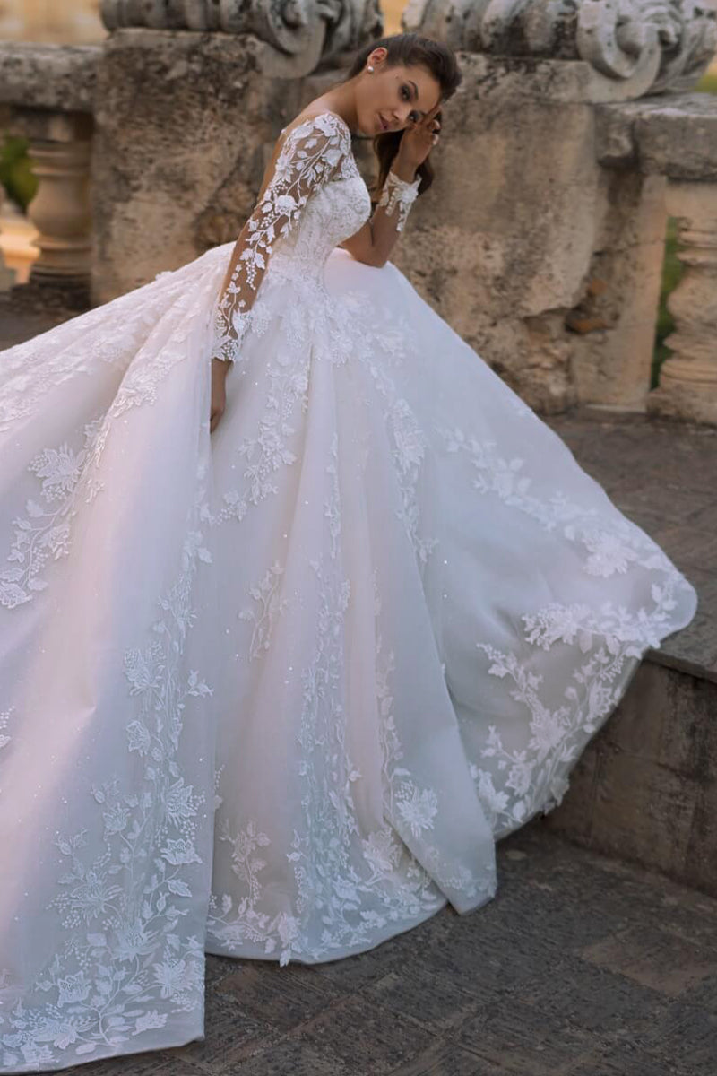 Fairytale Romance Lace Applique A-Line Wedding Dress Ivory / 2
