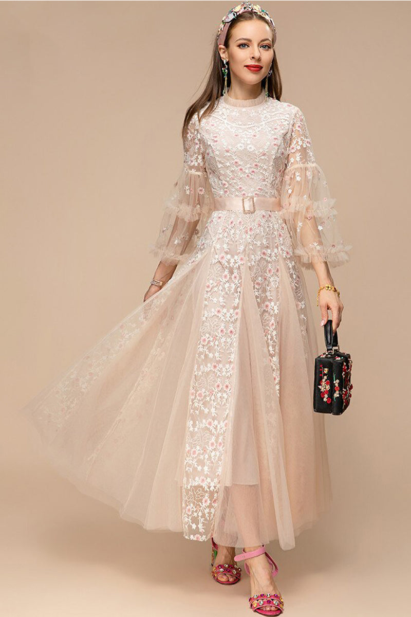 Farrah Floral-Embroidered Maxi Dress | Jewelclues