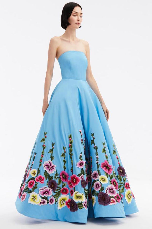 Fiore Fleur de Lis Pleated A-Line Maxi Dress