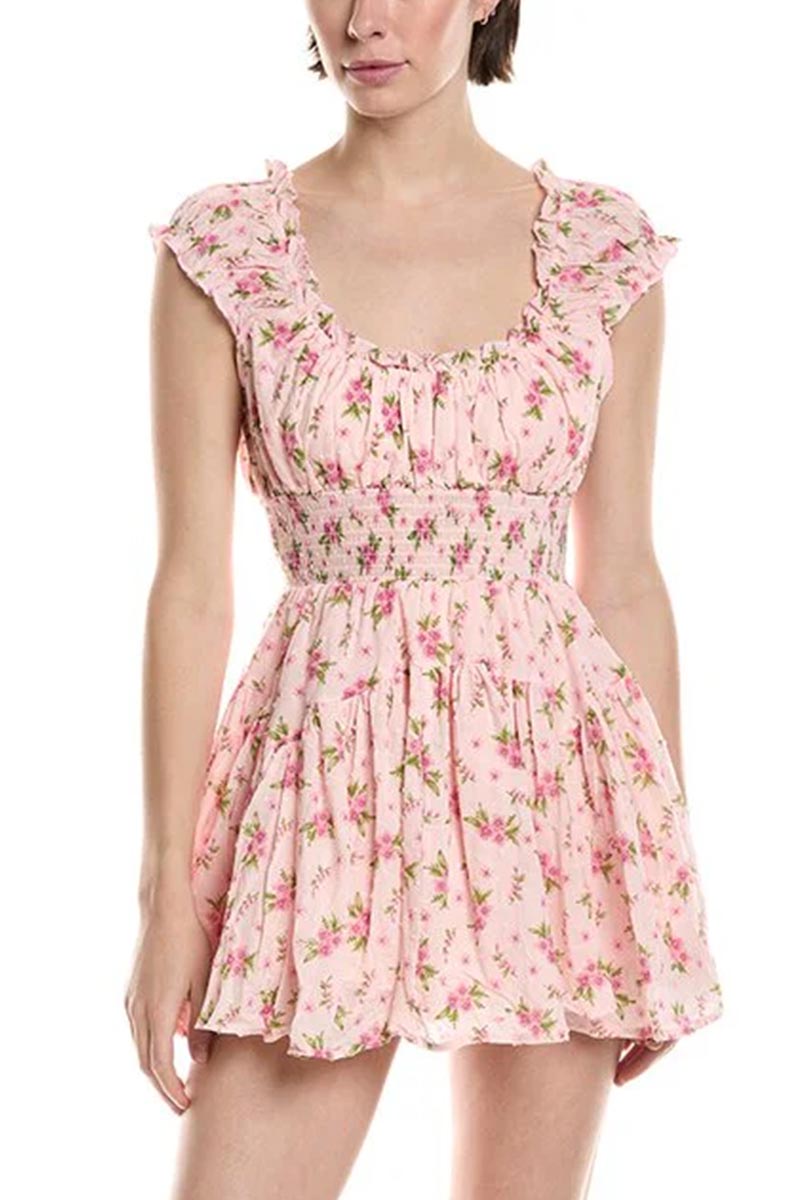 Flirtatious Fun Pink Floral Mini Dress | Jewelclues