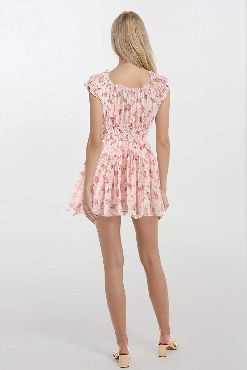 Flirtatious Fun Pink Floral Mini Dress | Jewelclues