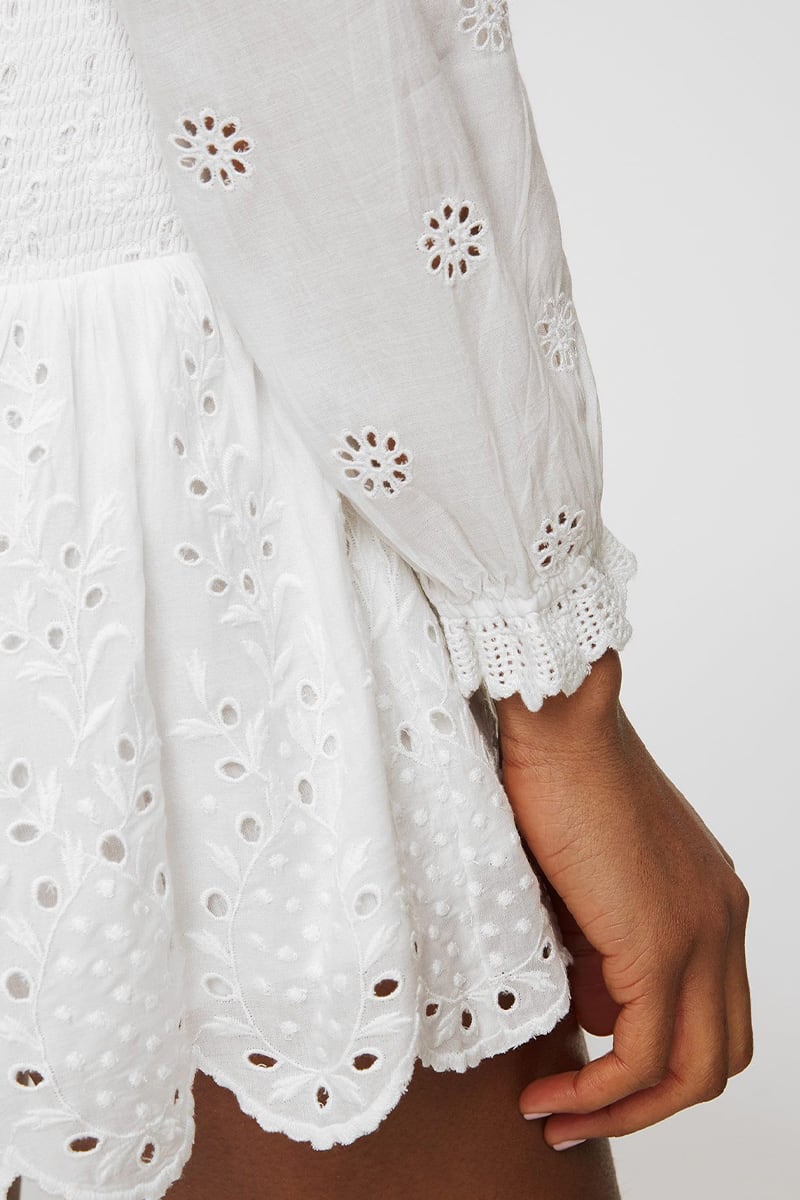 Flirty Vacay Eyelet Mini Dress | Jewelclues #color_white