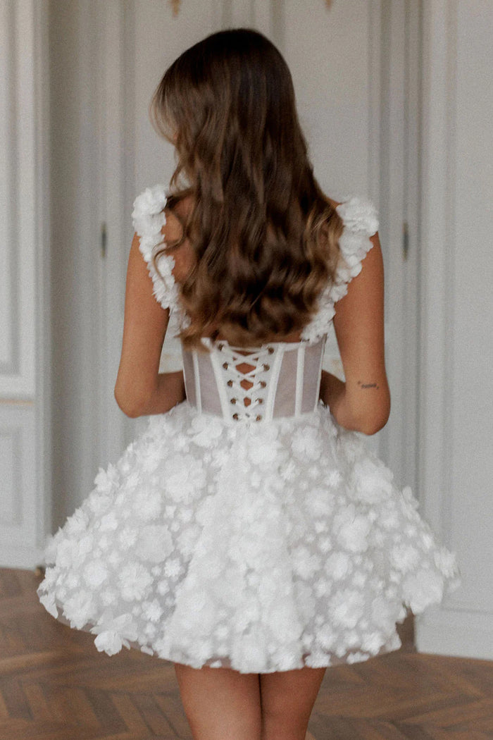 Dream World Floral Applique Adjustable Straps Mini Dress main image 0