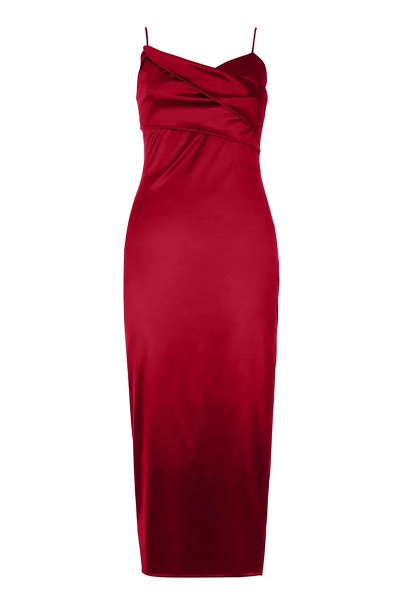 Forever Icon Satin Midi Dress | Jewelclues #color_claret