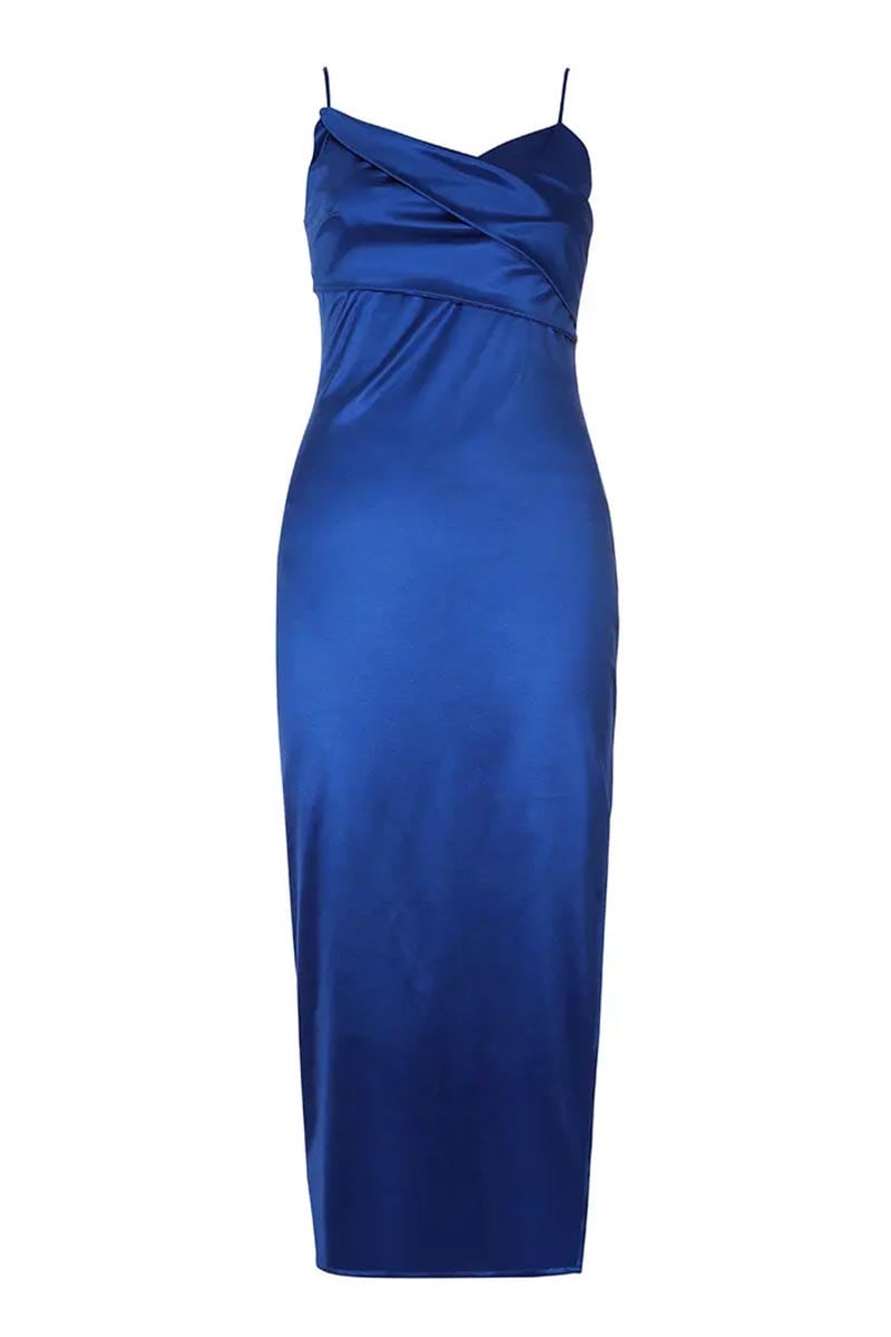 Forever Icon Satin Midi Dress | Jewelclues #color_royal blue