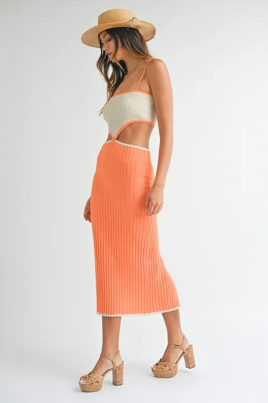 Frida Ribbed Cutout Bodycon Midi Dress | Jewelclues