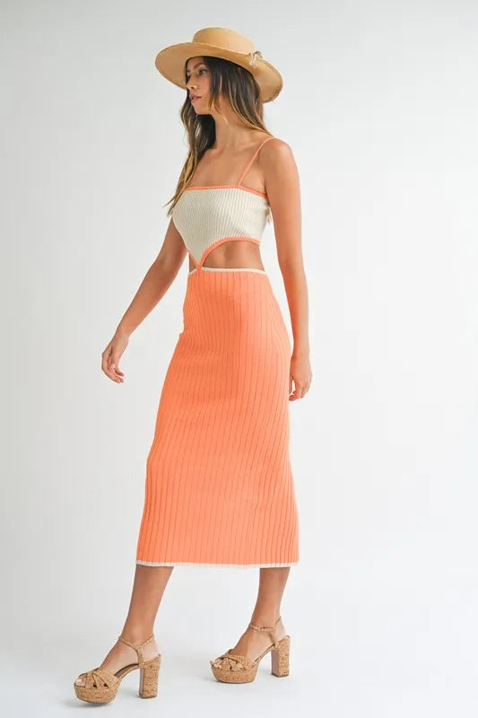 Frida Ribbed Cutout Bodycon Midi Dress | Jewelclues