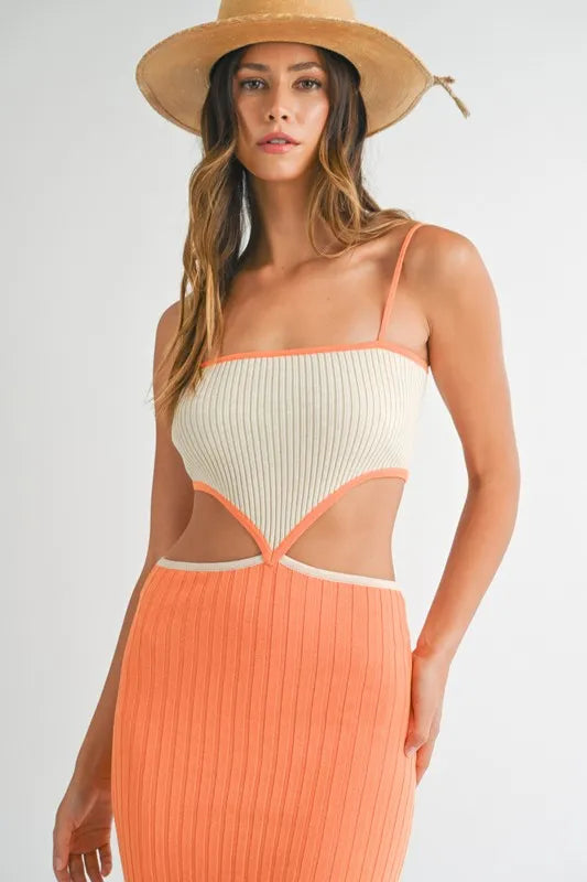Frida Ribbed Cutout Bodycon Midi Dress | Jewelclues
