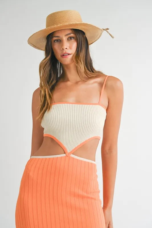 Frida Ribbed Cutout Bodycon Midi Dress | Jewelclues