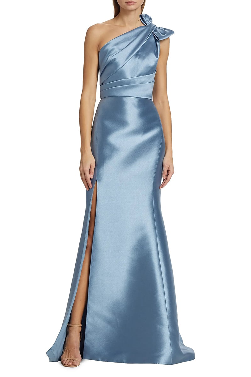 Garnita Bow One-Shoulder Mikado Gown | JewelClues
