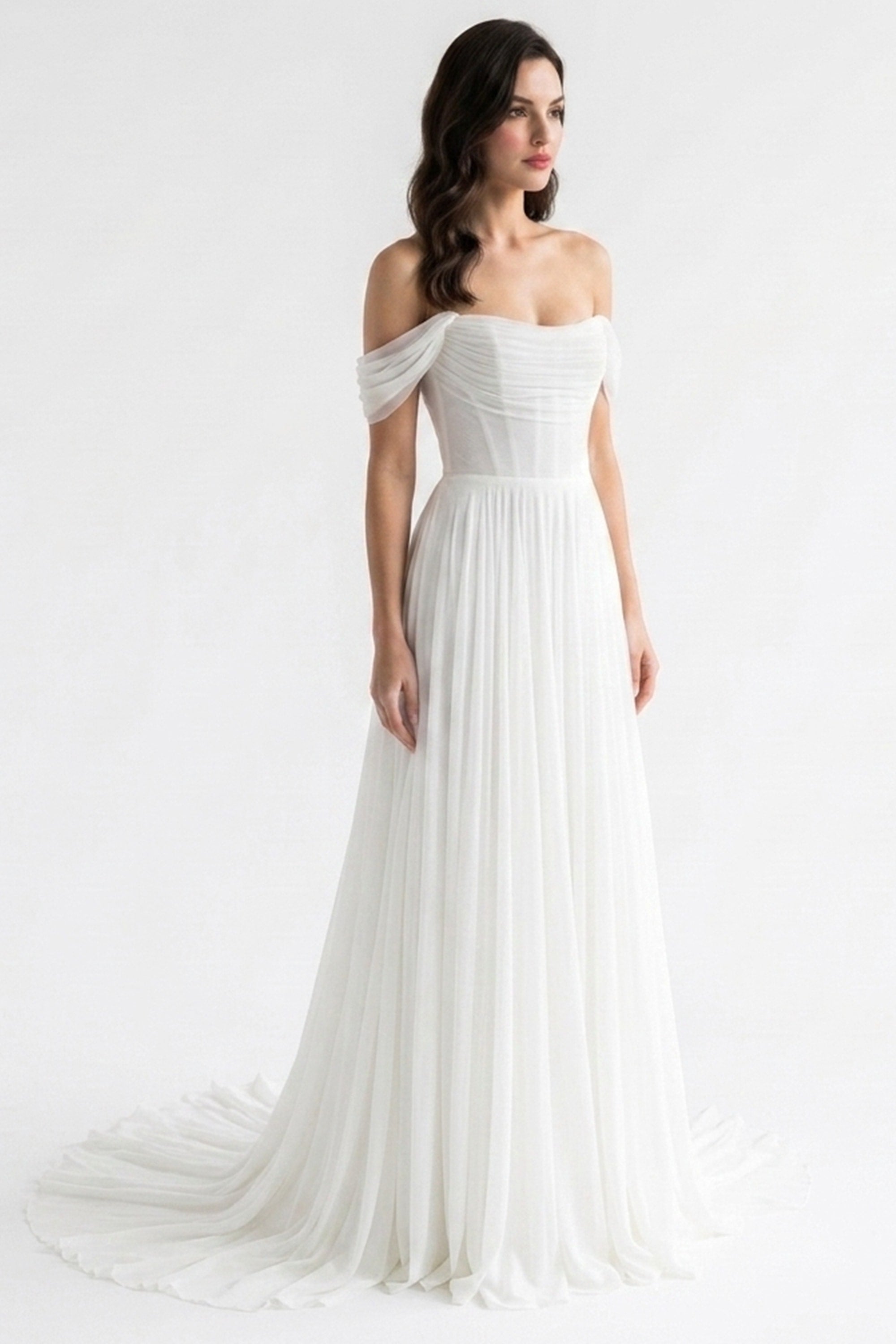 Genevieve Off-the-Shoulder Wedding Gown | JewelClues