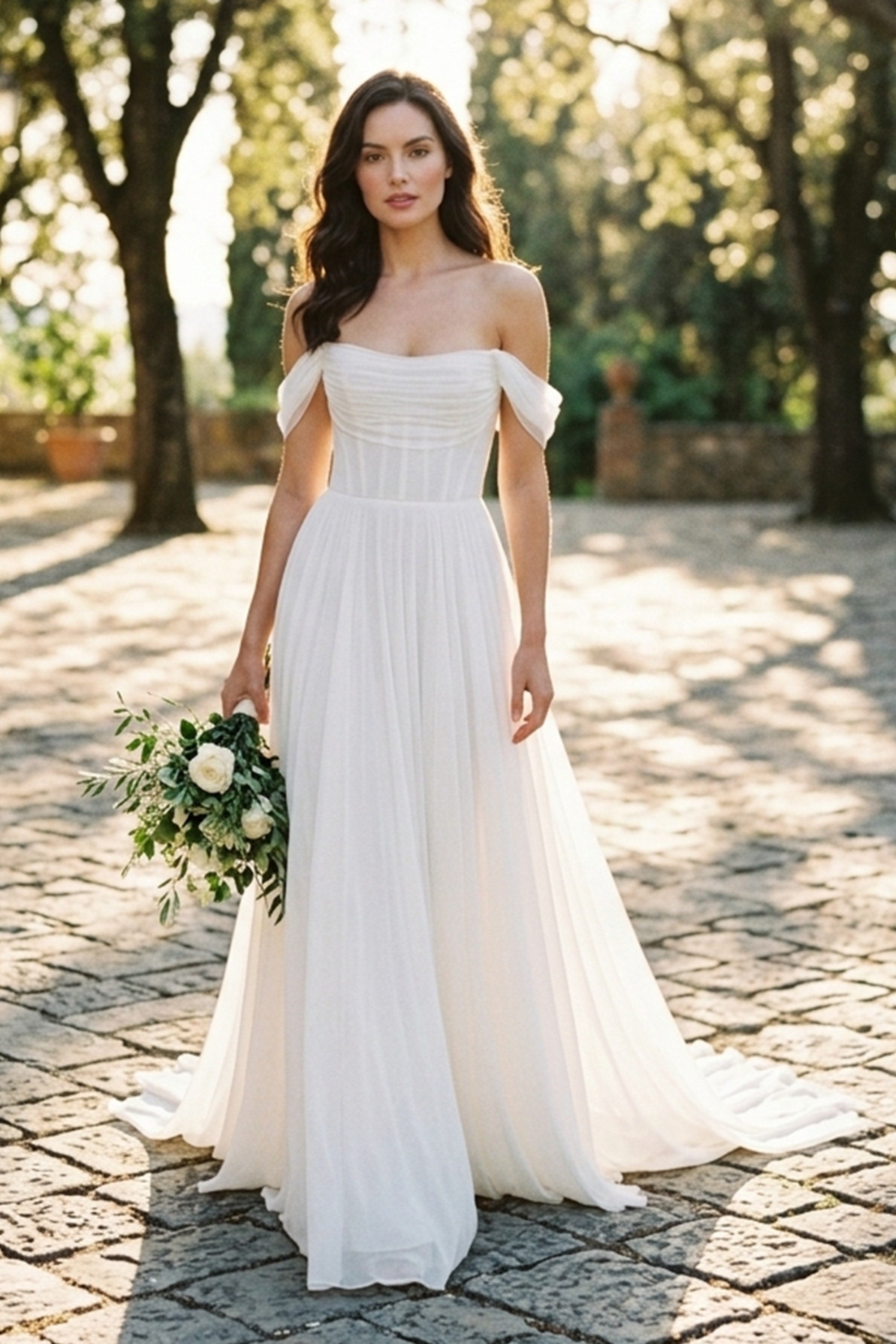 Genevieve Off-the-Shoulder Wedding Gown | JewelClues