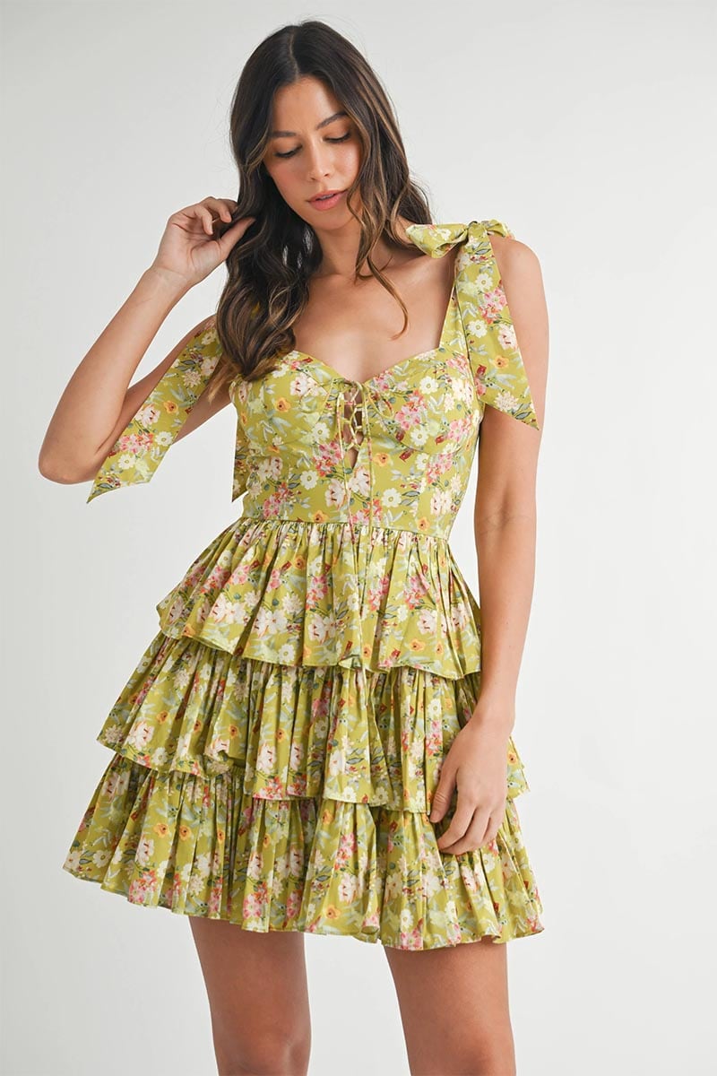 Getaway Floral Tie-Strap Mini Dress | Jewelclues