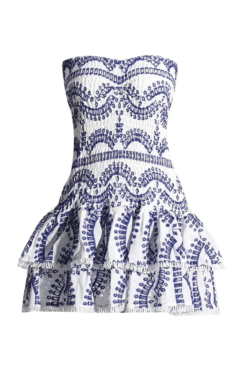 Getaway Fun Eyelet Strapless Mini Dress | Jewelclues #color_blue