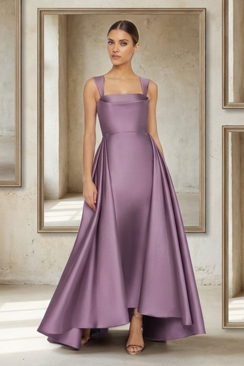 Giselle Draped Mikado Satin Gown | JewelClues #color_lavender