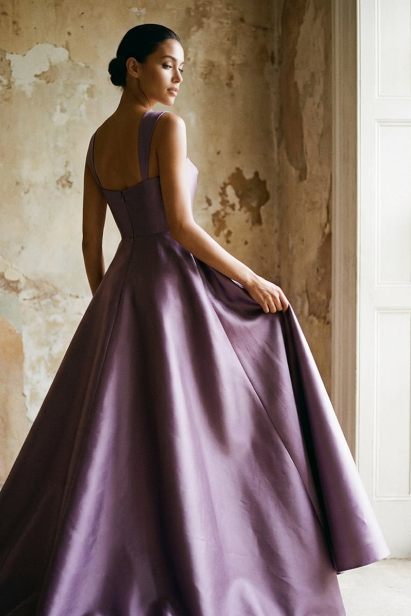 Giselle Draped Mikado Satin Gown | JewelClues #color_lavender