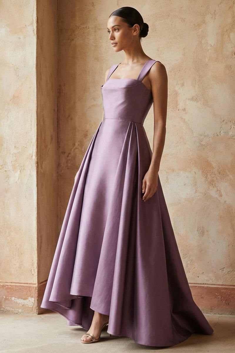 Giselle Draped Mikado Satin Gown | JewelClues #color_lavender