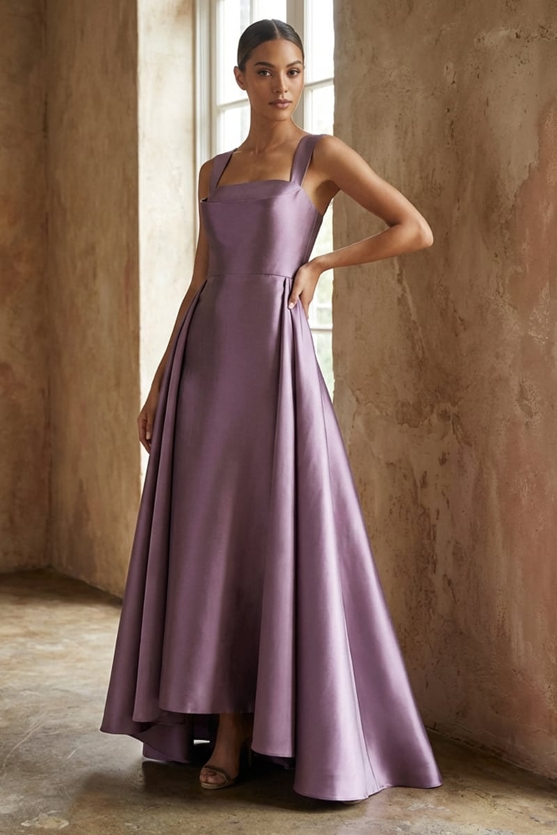 Giselle Draped Mikado Satin Gown | JewelClues #color_lavender